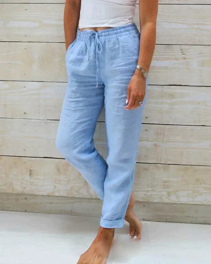 Emeja | Dames Linnen Broek met Touwtjes