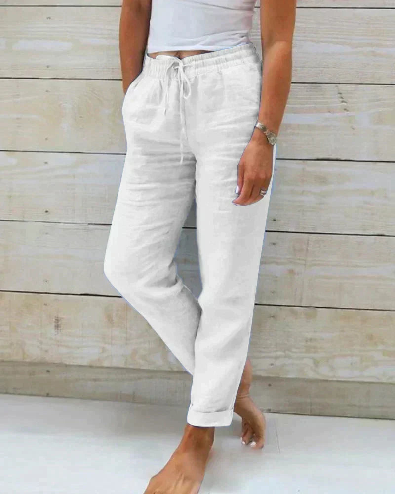 Emeja | Dames Linnen Broek met Touwtjes