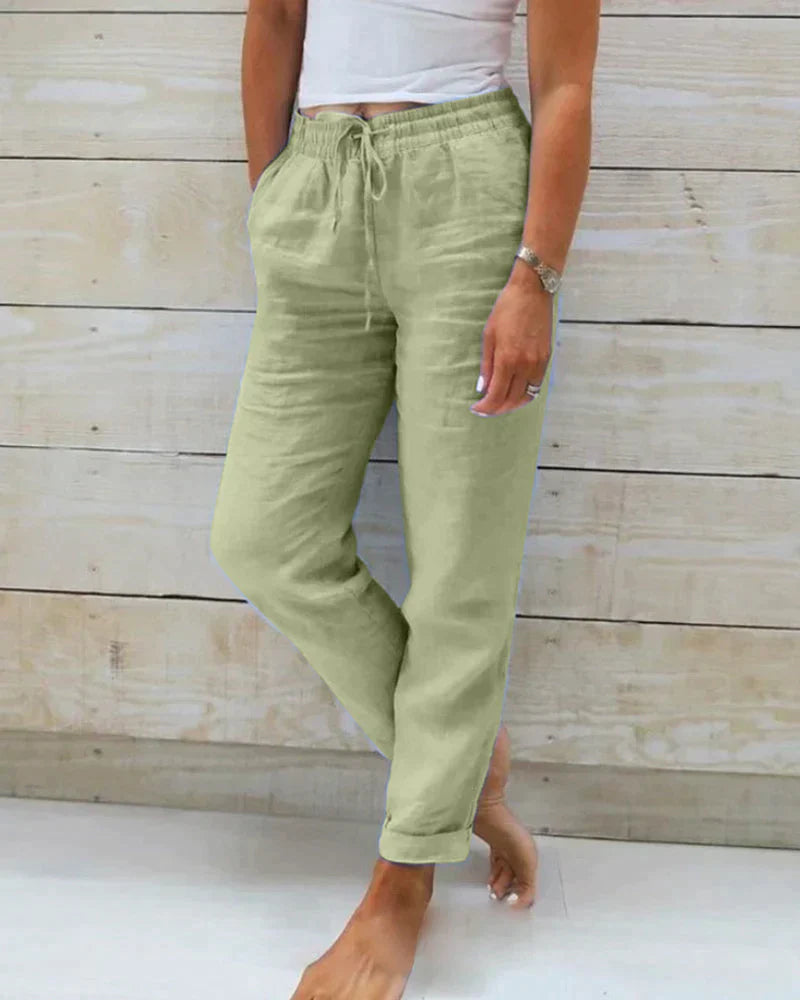 Emeja | Dames Linnen Broek met Touwtjes