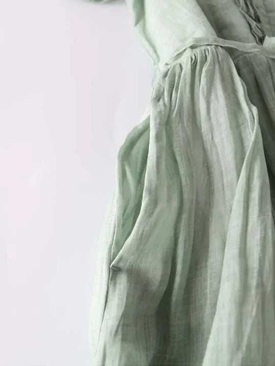 Emeja | Dames Midi Jurk met Rimpelnek en Strik Taille