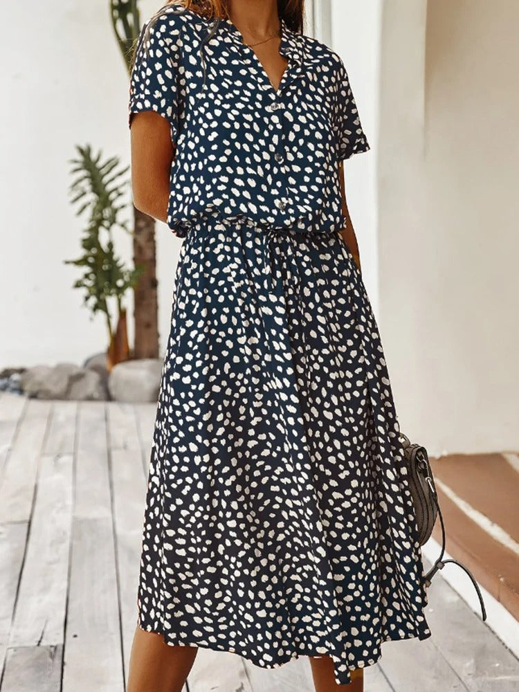 Emeja | Dames Midi Overhemdjurk met Print