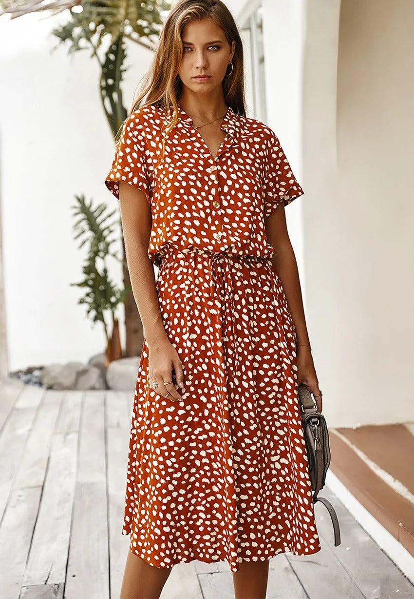Emeja | Dames Midi Overhemdjurk met Print