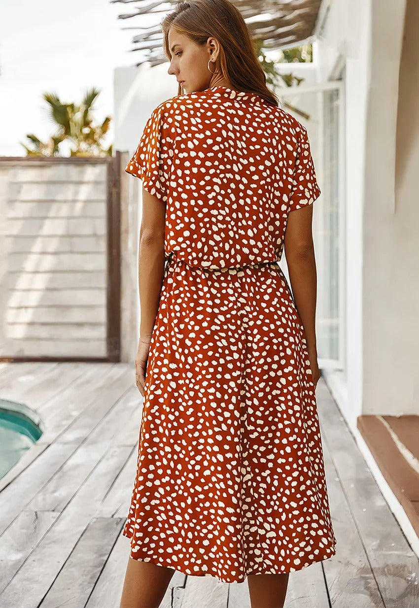 Emeja | Dames Midi Overhemdjurk met Print