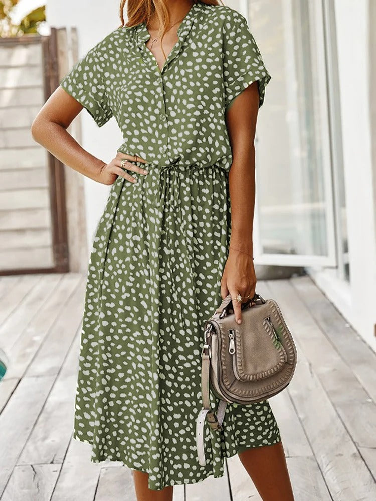 Emeja | Dames Midi Overhemdjurk met Print