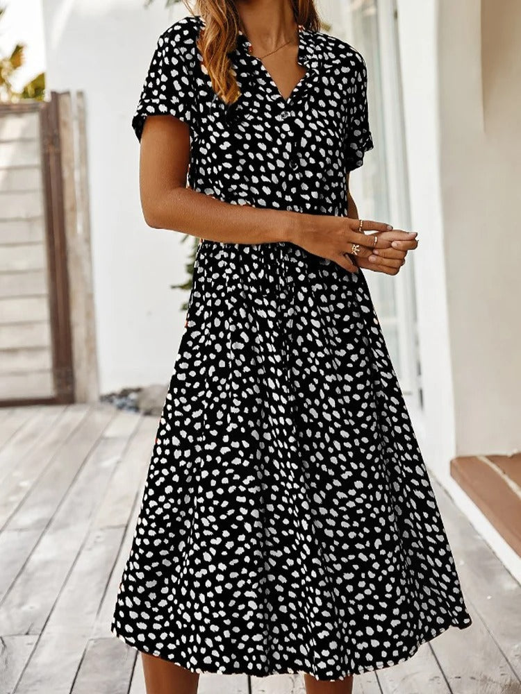 Emeja | Dames Midi Overhemdjurk met Print