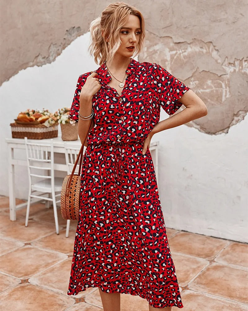 Emeja | Dames Midi Overhemdjurk met Print
