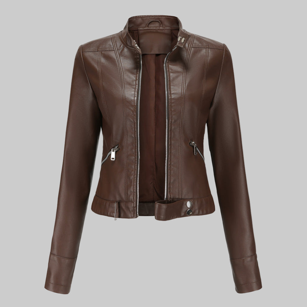Emeja | Dames Moto Jacket met Staande Kraag