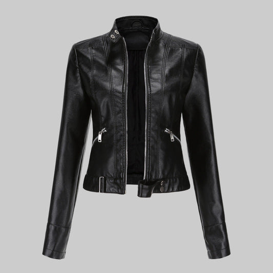 Emeja | Dames Moto Jacket met Staande Kraag