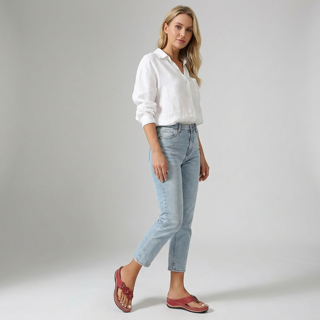 Emeja | Dames Orthopedische Flip-Flop Sandalen met Bloemdecoratie