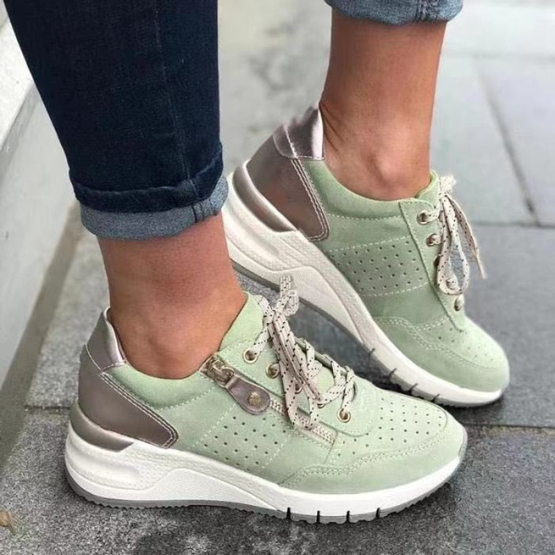 Emeja | Dames Orthopedische Sneakers - Vetersluiting Geperforeerd