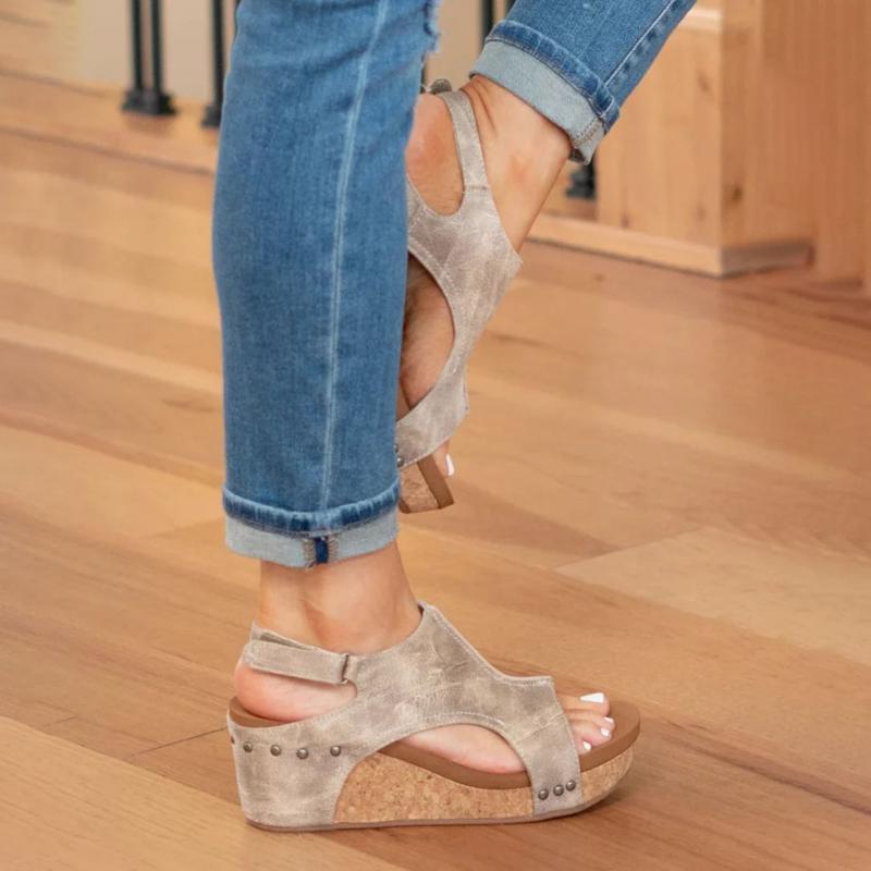 Emeja | Dames Orthopedische Wedge Sandalen met Uitsparingen