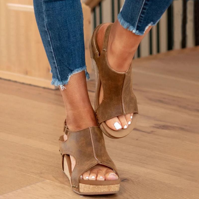 Emeja | Dames Orthopedische Wedge Sandalen met Uitsparingen