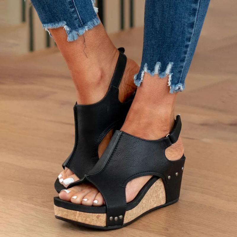 Emeja | Dames Orthopedische Wedge Sandalen met Uitsparingen
