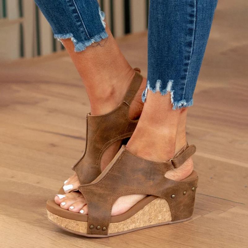 Emeja | Dames Orthopedische Wedge Sandalen met Uitsparingen