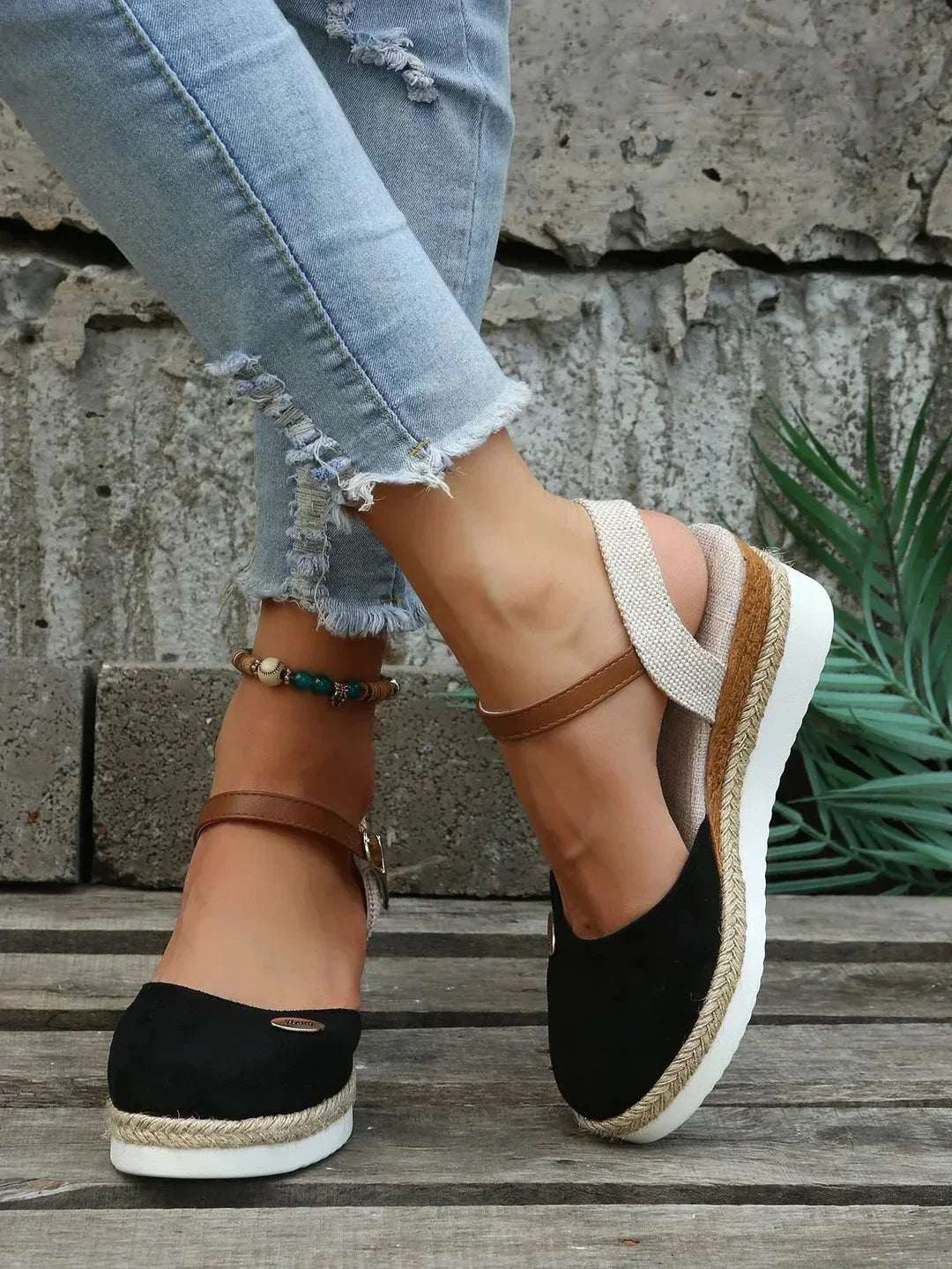 Emeja | Dames Platform Espadrille Sandalen met Enkelbandje