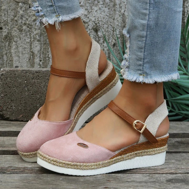 Emeja | Dames Platform Espadrille Sandalen met Enkelbandje