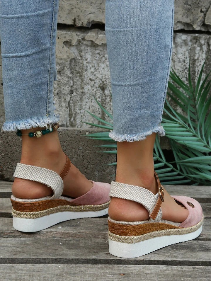 Emeja | Dames Platform Espadrille Sandalen met Enkelbandje