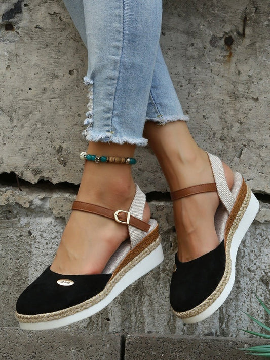 Emeja | Dames Platform Espadrille Sandalen met Enkelbandje