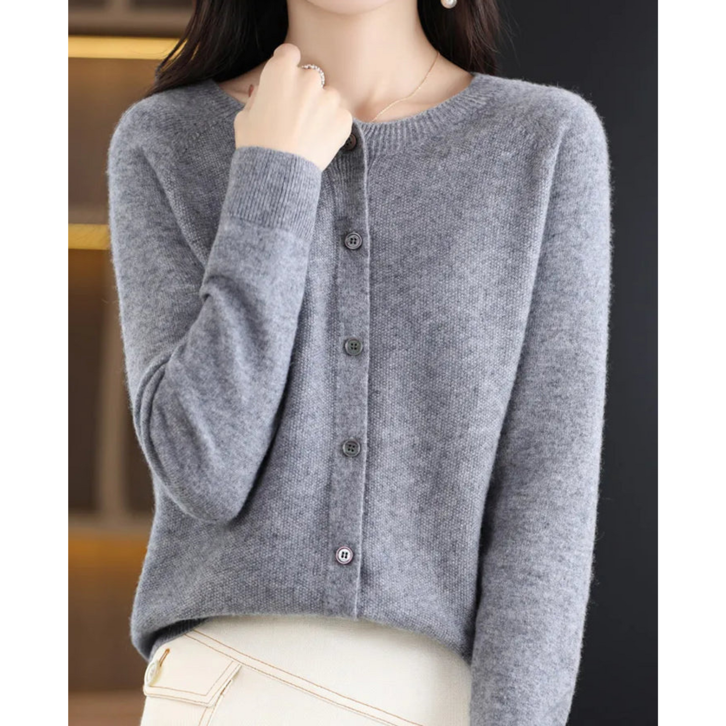Emeja Dames Ronde Hals Cardigan Trui