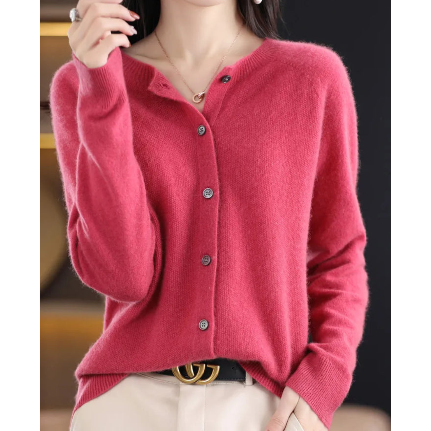 Emeja Dames Ronde Hals Cardigan Trui