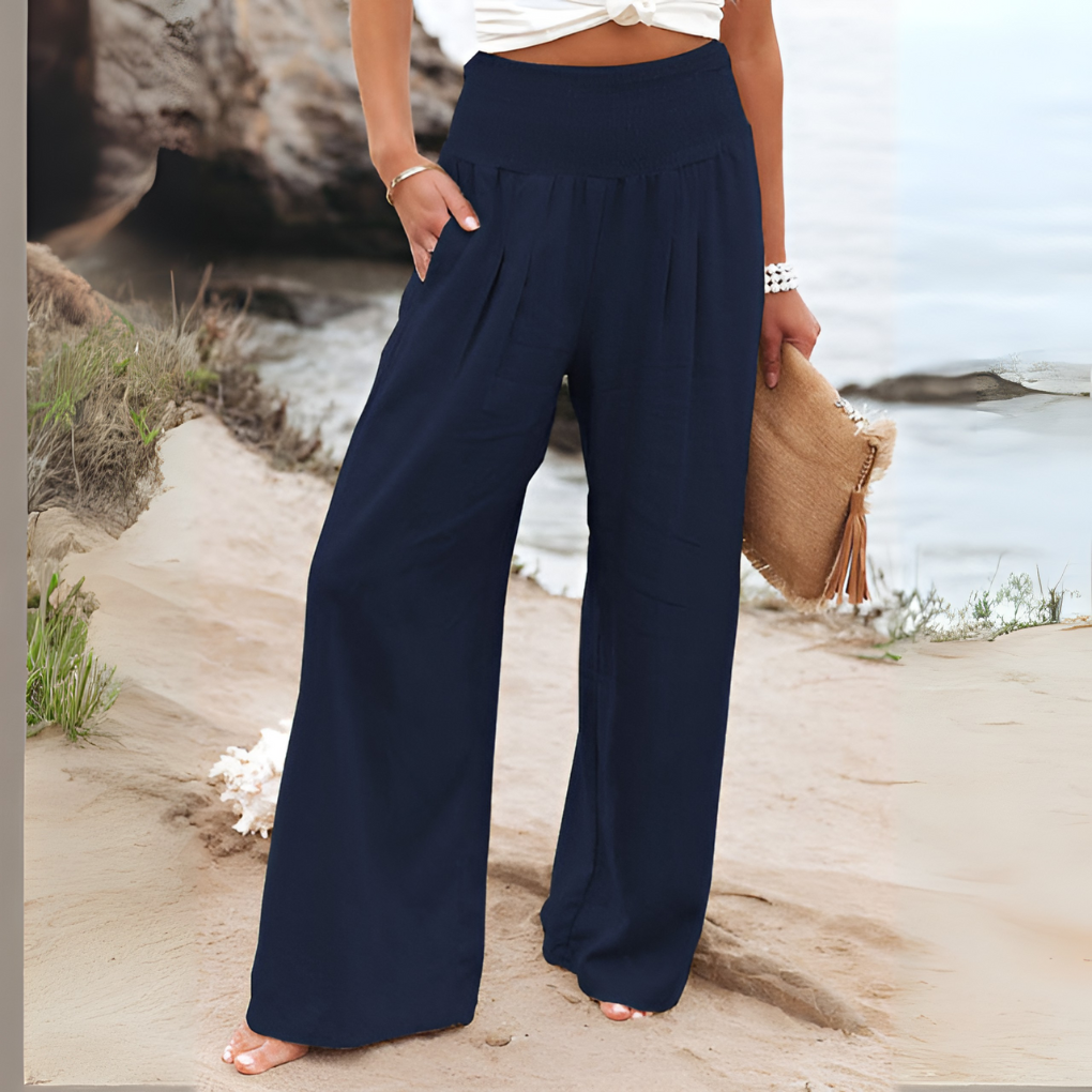 Emeja | Dames Smocked Taille Wijde Pantalon