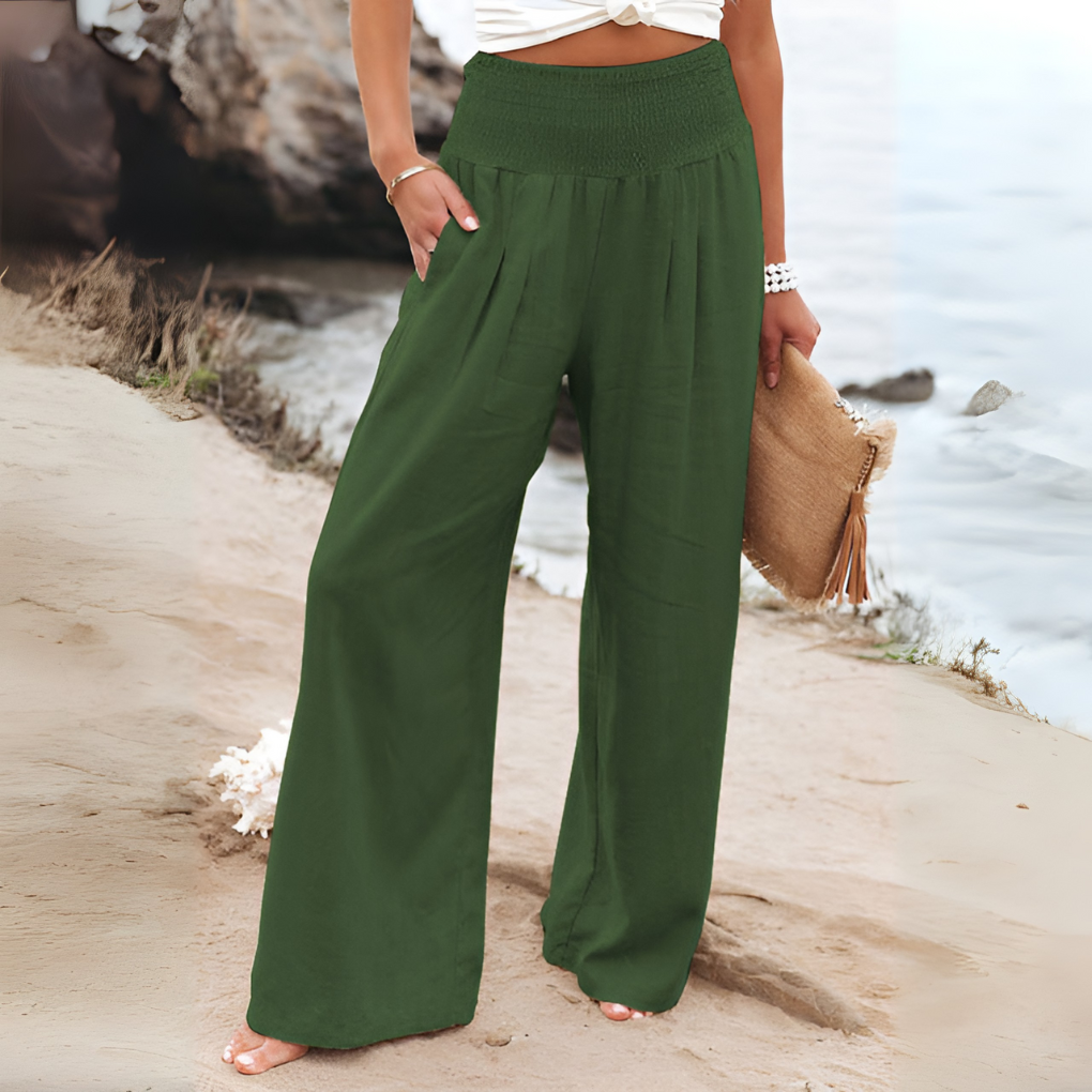 Emeja | Dames Smocked Taille Wijde Pantalon