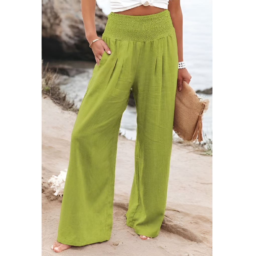 Emeja | Dames Smocked Taille Wijde Pantalon