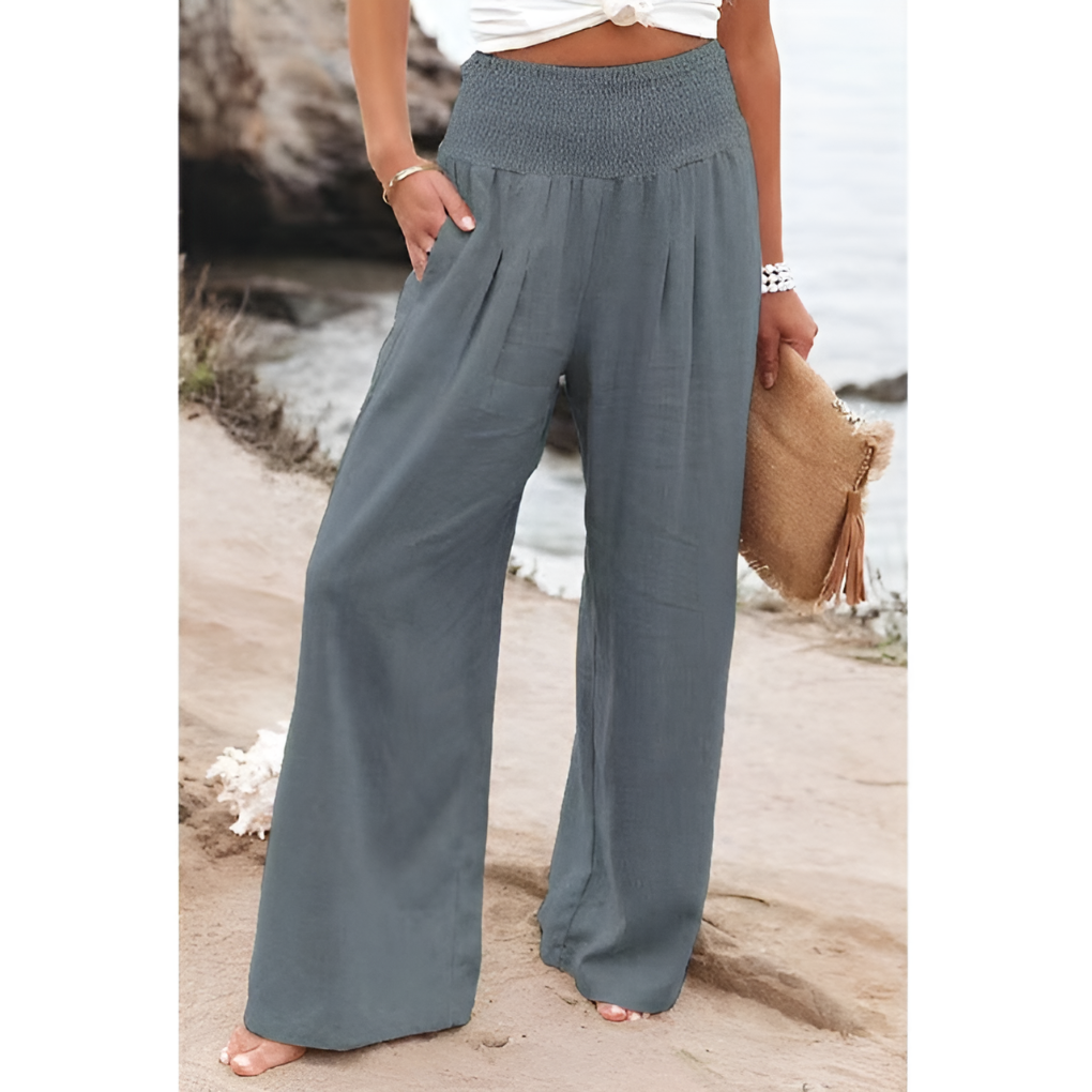 Emeja | Dames Smocked Taille Wijde Pantalon