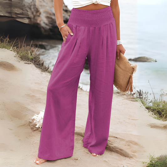 Emeja | Dames Smocked Taille Wijde Pantalon