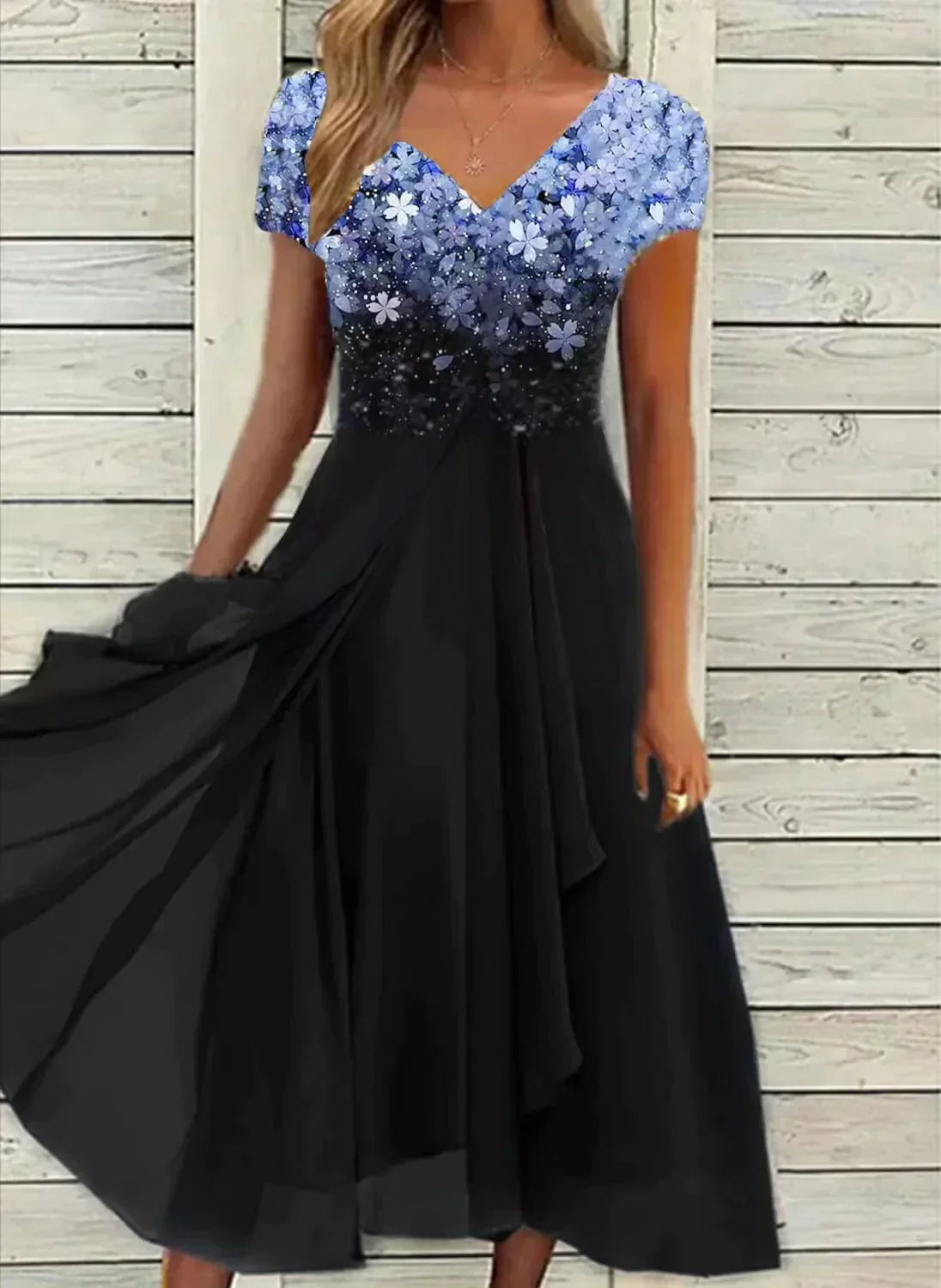 Emeja | Dames Sparkle Bodice Maxi Jurk