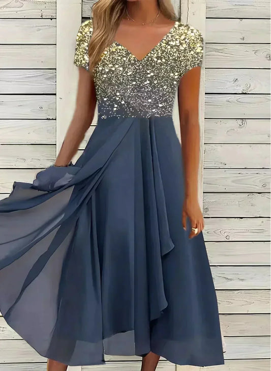 Emeja | Dames Sparkle Bodice Maxi Jurk