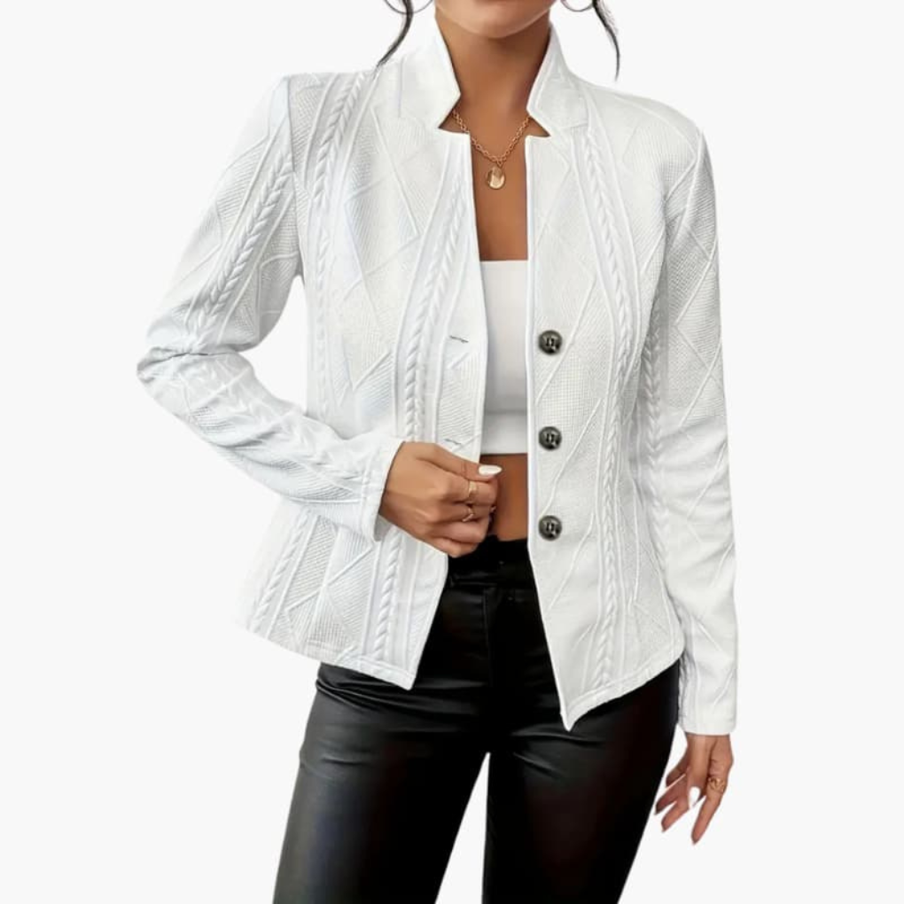 Emeja | Dames Textured Blazer met Knopdetail