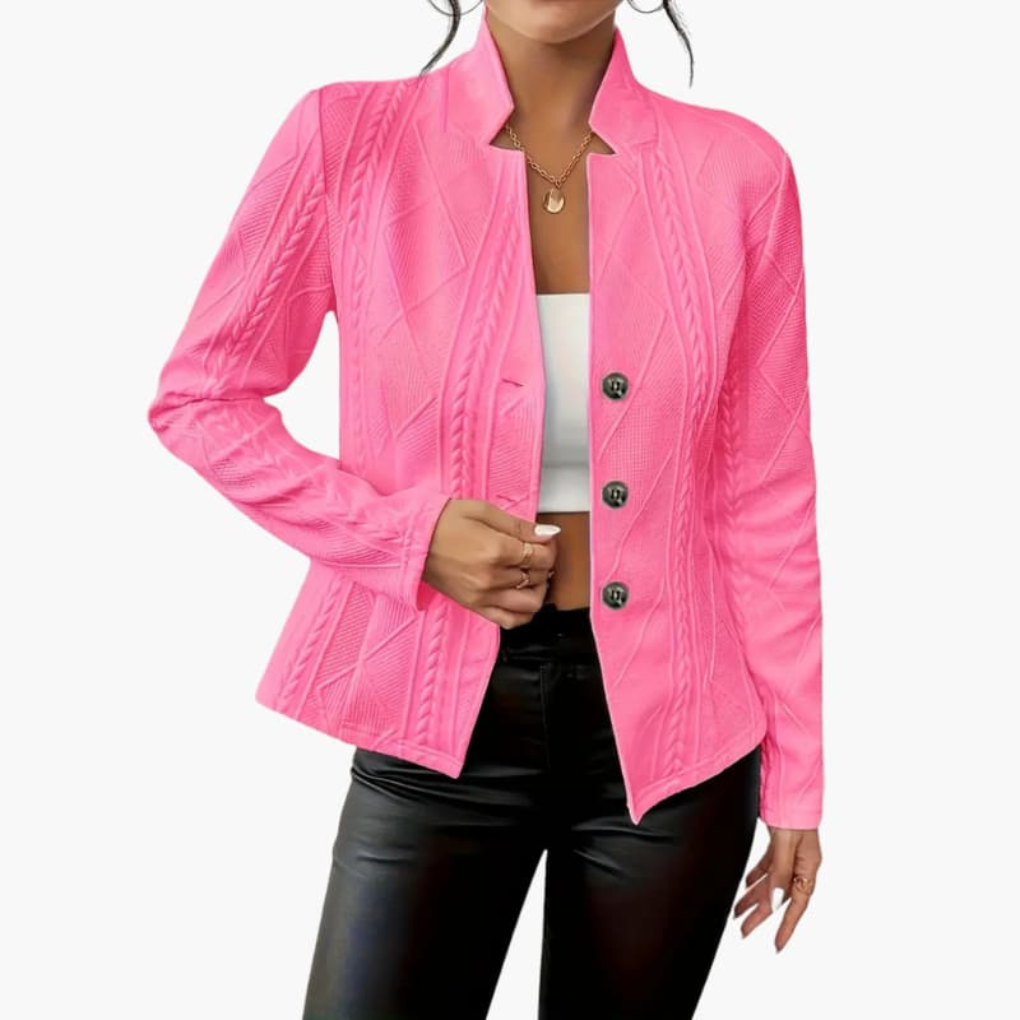 Emeja | Dames Textured Blazer met Knopdetail