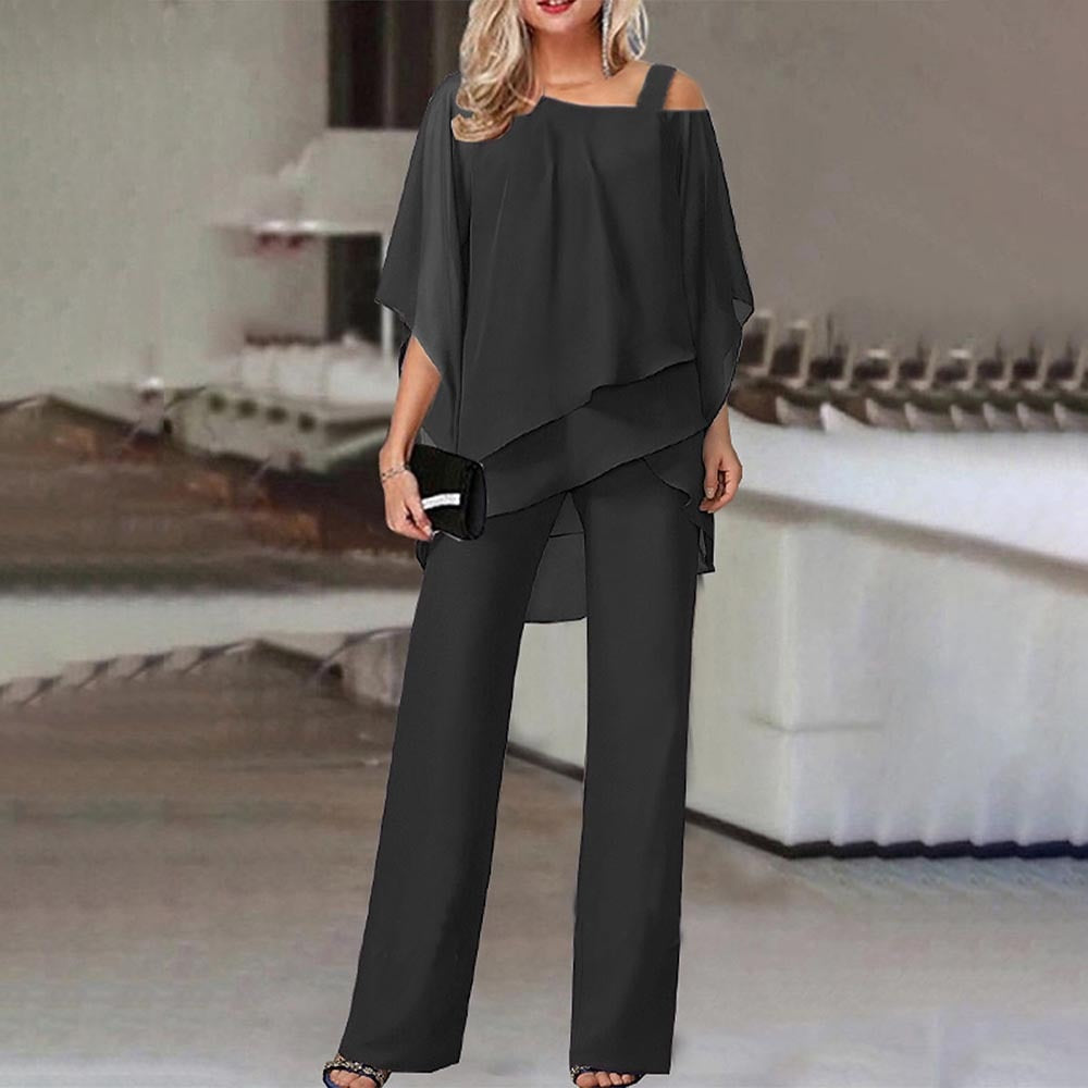 Emeja Dames Twee-Delige Set | Elegante Jumpsuit met Koude Schouder Blouse