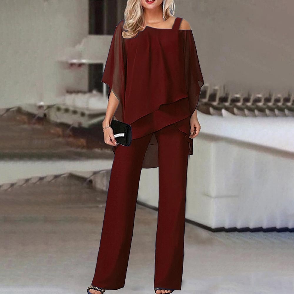 Emeja Dames Twee-Delige Set | Elegante Jumpsuit met Koude Schouder Blouse