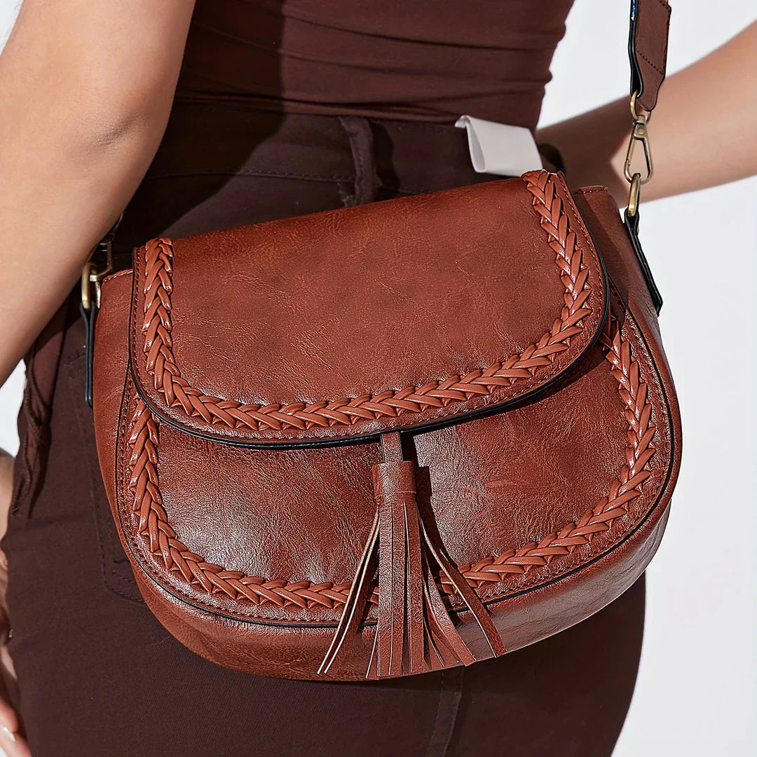 Emeja | Dames Zadel Crossbody Tas met Kwastje Detail