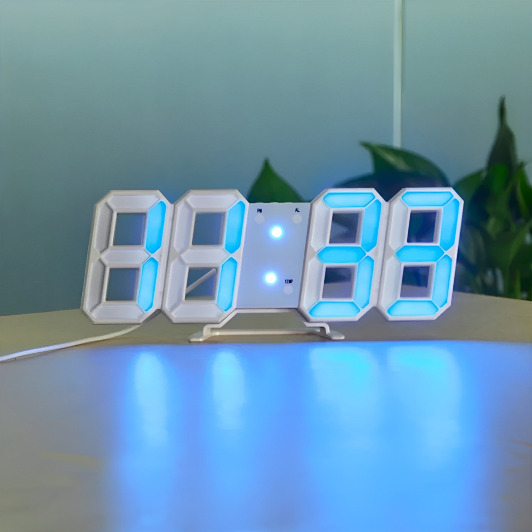 Emeja | Designer LED 3D Wandklok met Digitale Weergave en Intuïtieve Bediening