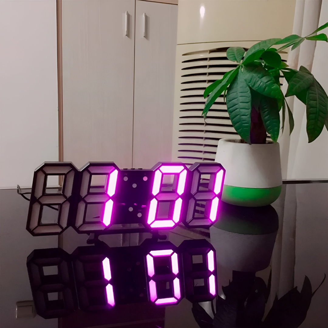Emeja | Designer LED 3D Wandklok met Digitale Weergave en Intuïtieve Bediening