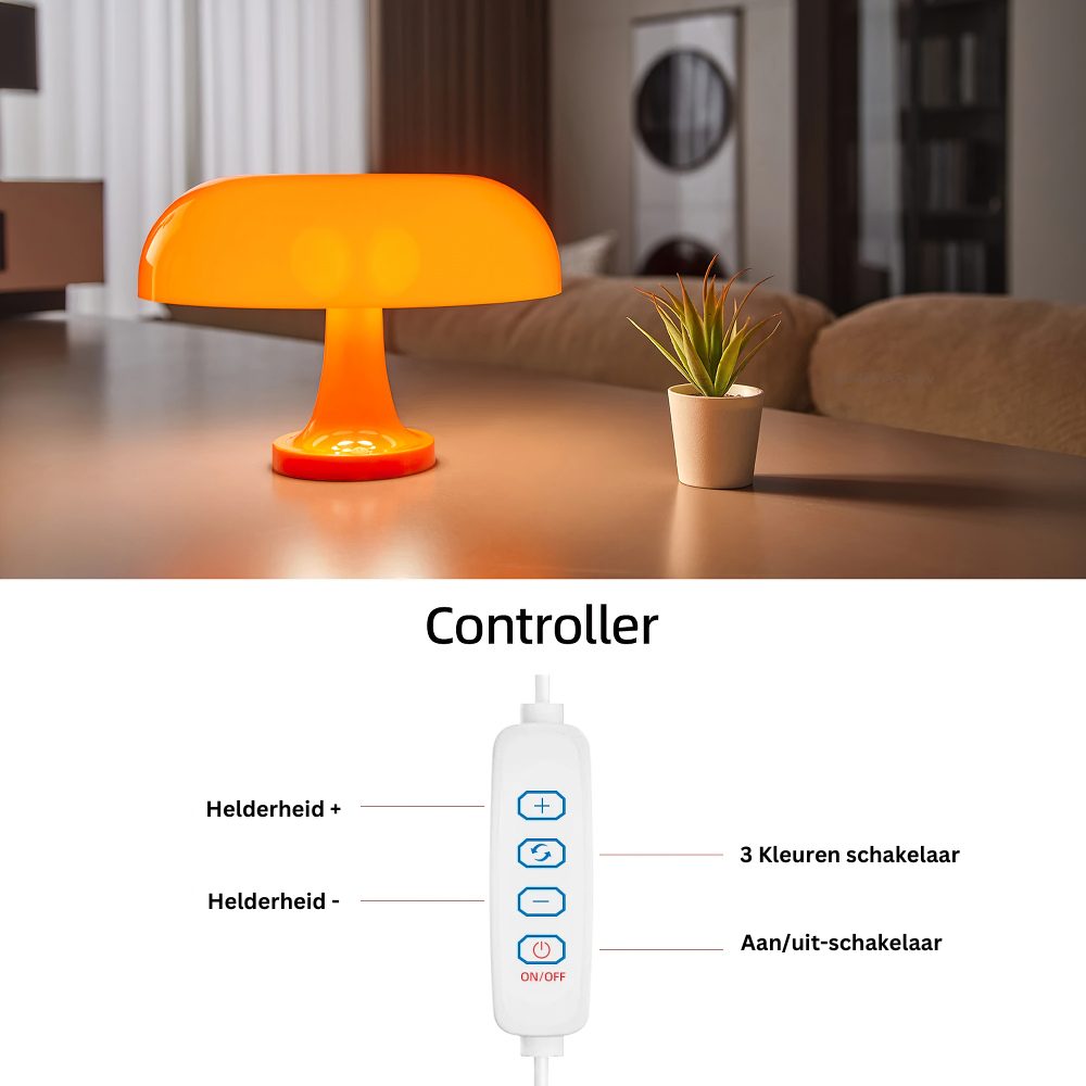 Emeja | Dimbare Paddenstoel Tafellamp met USB