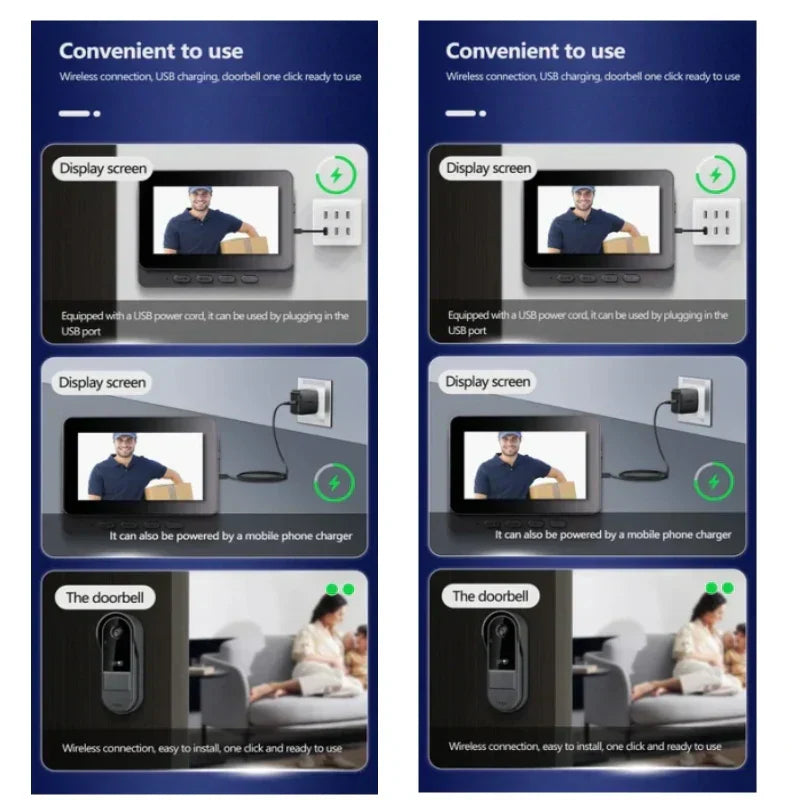 Emeja | Draadloze Videodeurbel met Intercom en HD Nachtzicht – 4.3” IPS Scherm, Waterdicht