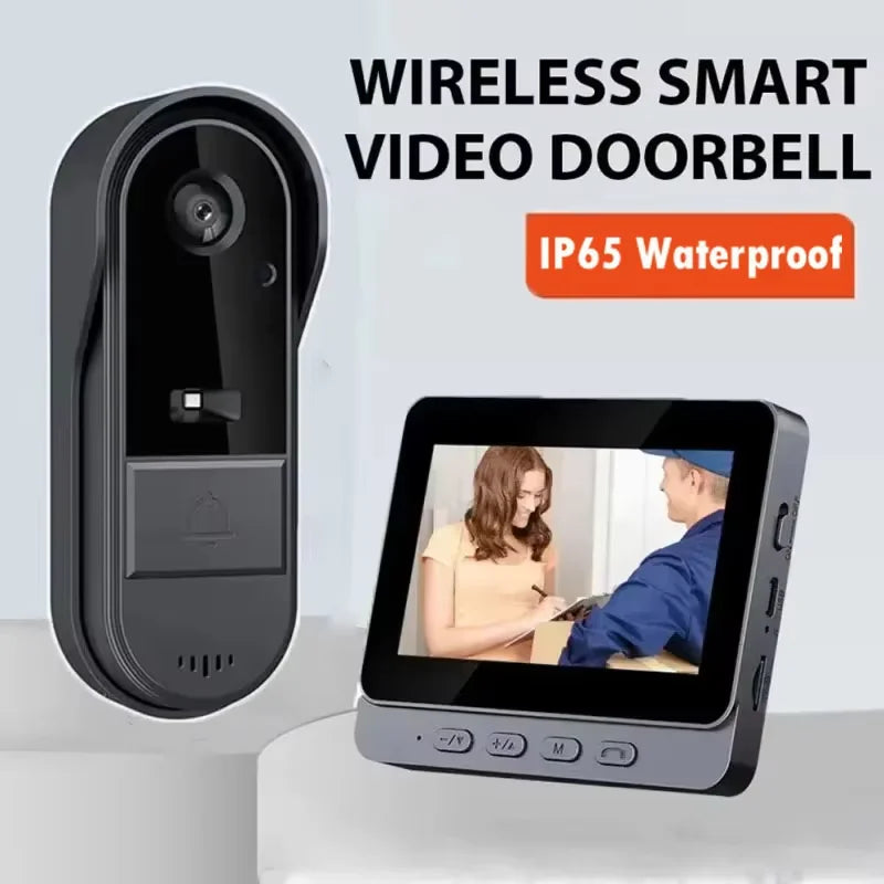 Emeja | Draadloze Videodeurbel met Intercom en HD Nachtzicht – 4.3” IPS Scherm, Waterdicht