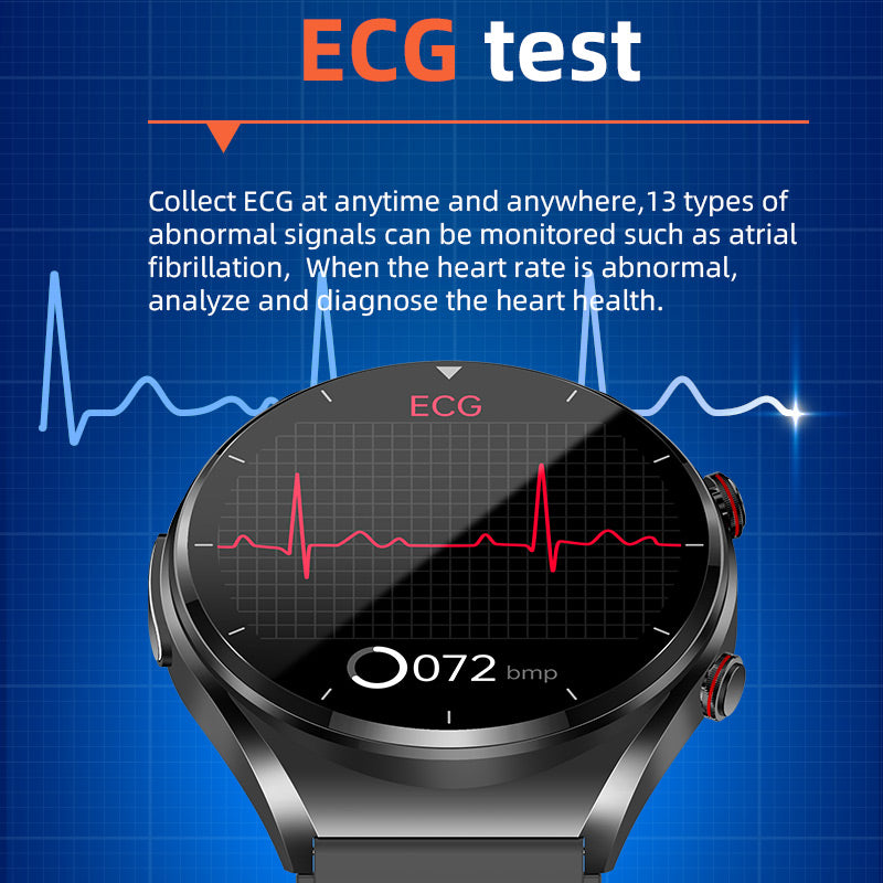 Emeja | Eén-Klik Bloedglucose | Bloedglucose Bloeddruk ECG | ECG HRV Hartslagmonitor Gezondheids Smartwatch