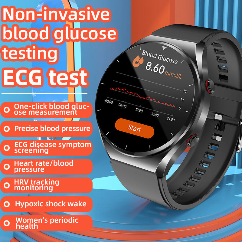 Emeja | Eén-Klik Bloedglucose | Bloedglucose Bloeddruk ECG | ECG HRV Hartslagmonitor Gezondheids Smartwatch