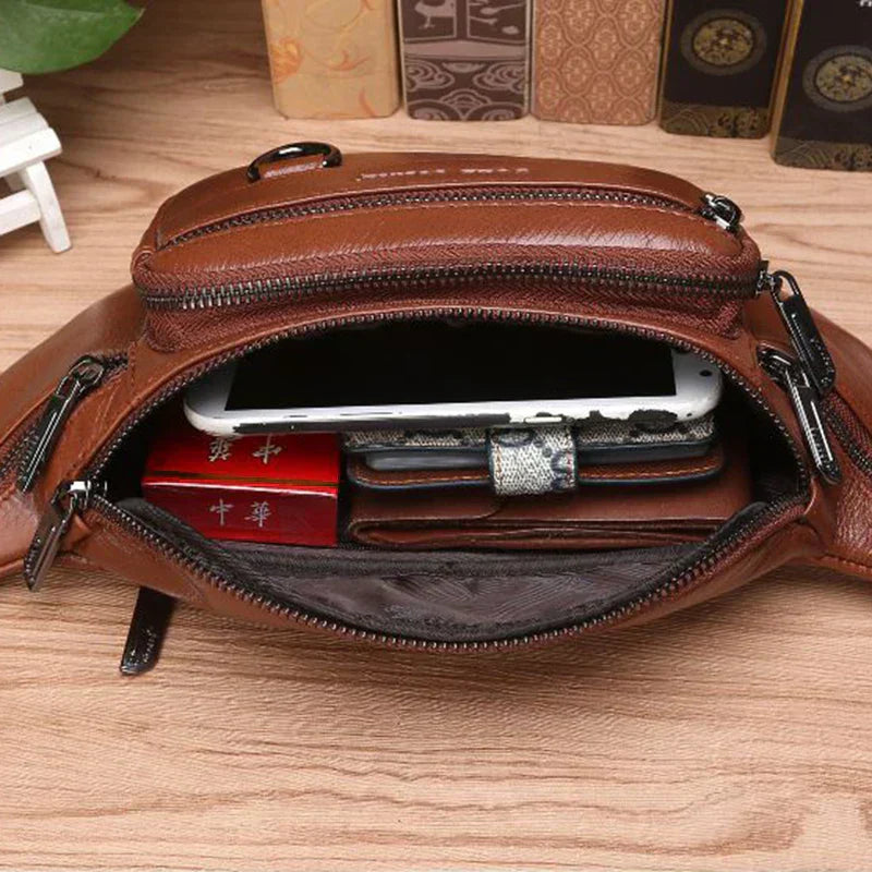 Emeja | Echte Runderleer Heuptas voor Mannen – Grote Capaciteit Fanny Pack, Riem- & Schoudertas voor Reizen
