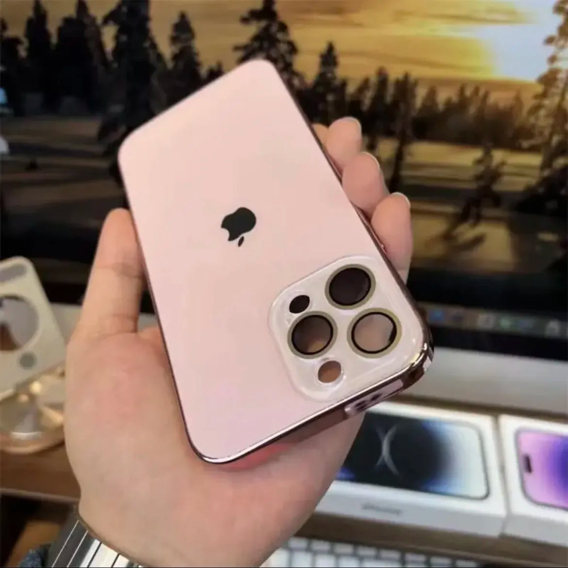 Emeja | Gegalvaniseerde Matte Acryl Tempered Glass iPhone Hoes