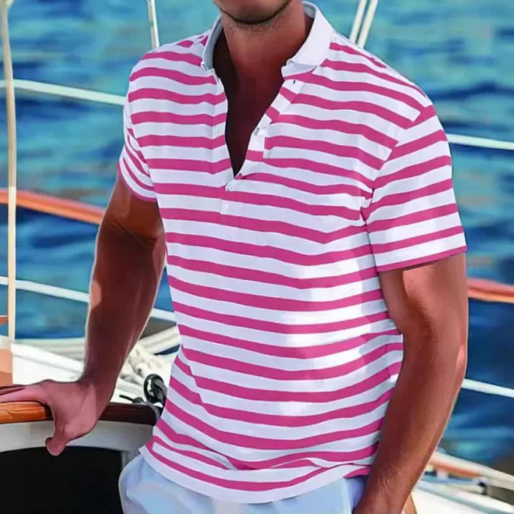 Emeja | Gestreepte Korte Mouwen Polo Shirt voor Mannen