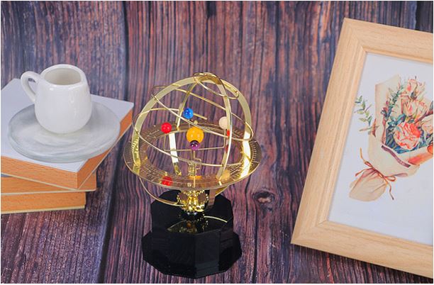 Emeja | Groot Orrery Model Handgemaakt Mechanisch Messing Zonnestelsel Replica (5 Planeten)