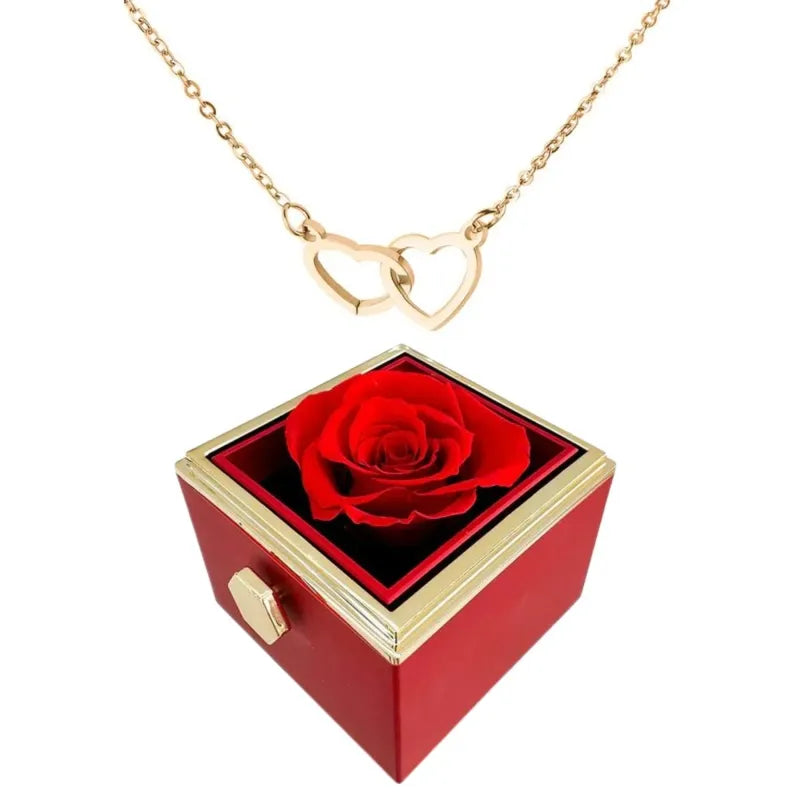 Emeja | Hart Ketting met Roterende Rozen Cadeaubox