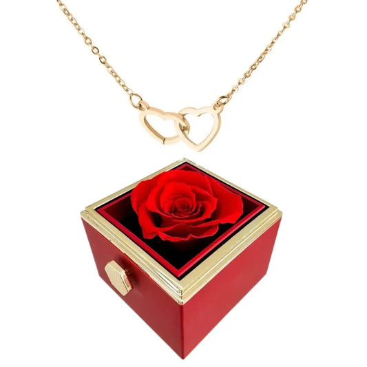 Emeja | Hart Ketting met Roterende Rozen Cadeaubox