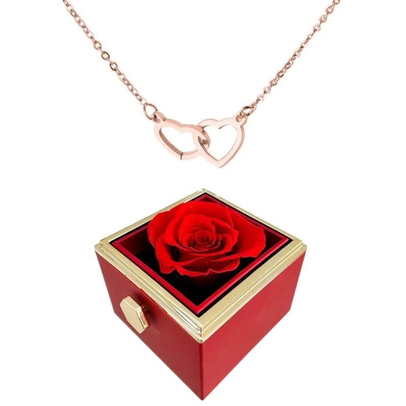 Emeja | Hart Ketting met Roterende Rozen Cadeaubox